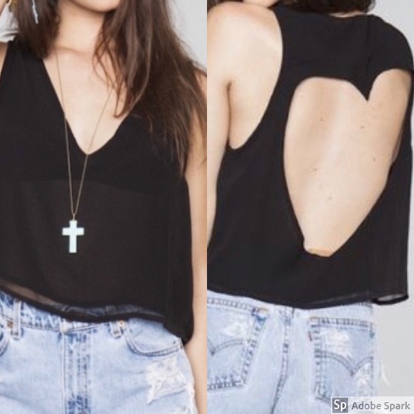 Brandy Melville Tops - Brandy Melville chiffon open back cut out crop top